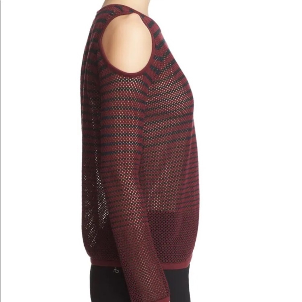 Rag & Bone Quinn Stripe Cold Shoulder Net Top - image 2